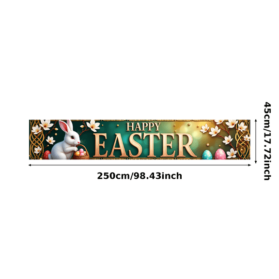 Happy Easter Themed Decorative Banner with Bunny and Eggs Backdrop for Easter Party Easter Decoration Photography Props Family Gatherings Spring Celebrations