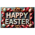 thumbnail image 1 of Happy Easter Themed Decorative Banner with Bunny and Eggs Backdrop for Easter Party Easter Decoration Photography Props Family Gatherings Spring Celebrations, 1 of 8