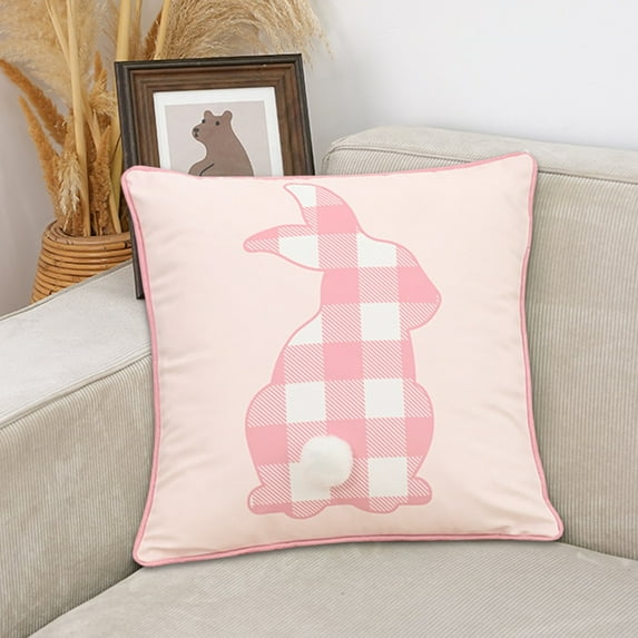 Happy Easter Throw Pillow Covers Bunny Rabbit Throw Pillowcase for Spring Easter Home Sofa Couch Bedroom and Outdoor Porch Decor