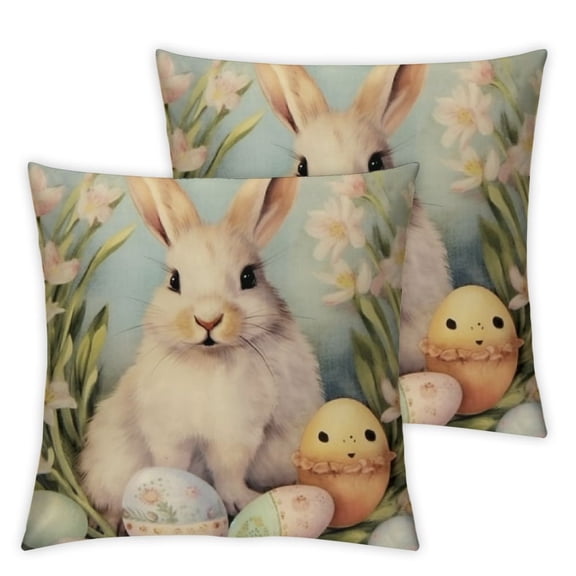 Happy Easter Throw Pillow Covers , Home Decor Outdoor Polyester Pillow Cases Decorative for Bed Sofa Cushion Couch Pillowcases