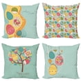 thumbnail image 1 of Ambesonne Happy Easter Throw Pillow Cover 4 Pack, Eggs Chicks and Trees, 24", Almond Green Multicolor, 1 of 2