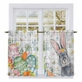thumbnail image 1 of Happy Easter Tier Curtains 54 Inch Length, Spring Bunny Easter Eggs Floral Gray Wood Cafe Short Curtains for Bathroom Over Sink, Small Kitchen Curtain Light Filtering Drapes 2 Panels 27.5"Wx54"L, 1 of 8