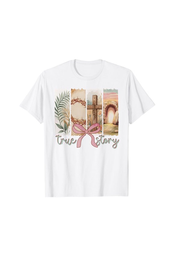 Happy Easter True Story He Is Risen Floral Spring T-Shirt