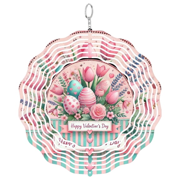 Happy Easter Tulips 3D Wind Spinner Kinetic Hanging Garden Decor Yard Art Gift