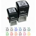 thumbnail image 1 of Happy Easter Tulips Bunny Hiding Behind Giant Egg Self-Inking Rubber Stamp Ink Stamper - Orange Ink - Small 1 Inch, 1 of 7