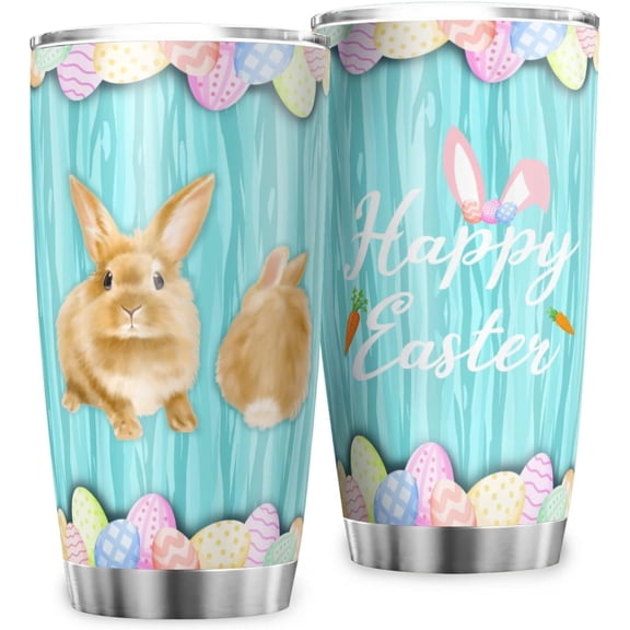 Happy Easter Tumbler With Flip Lid Stainless Steel Coffee Cups Vacuum Insulated Travel Mug for Hot and Cold Drinks Travel Tumbler for Vehicle Cup Holders Coffee Mug Tumblers (20oz, Easter-1)