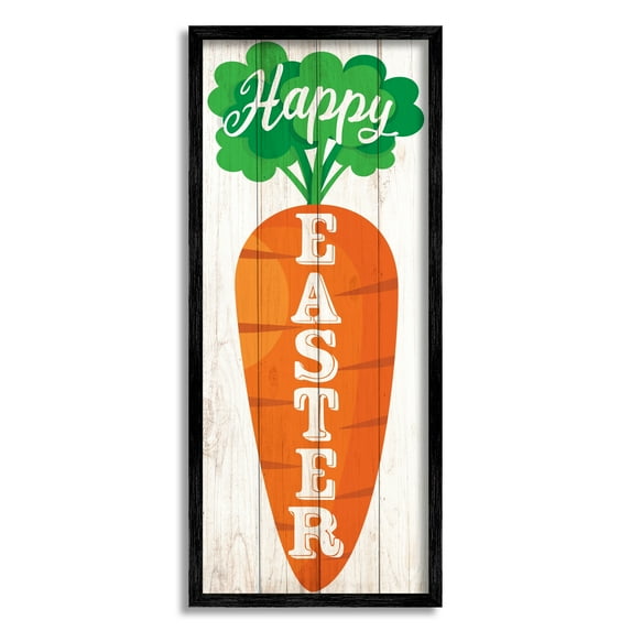 Happy Easter Vertical Rustic Carrot Sign Phrase Inspirational Graphic Art Framed Art Print Wall Art