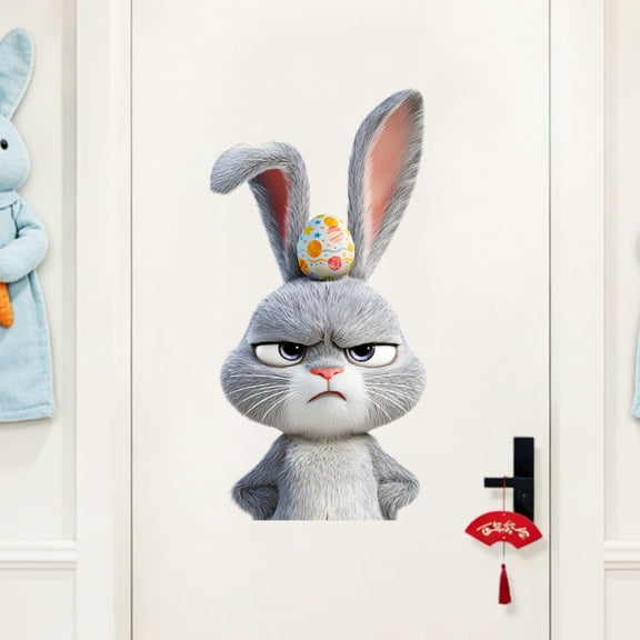 Happy Easter Wall Decorations 3D Bunny Wall Decor Easter Eggs Wall Stickers Large Rabbit Wall Decals Removable Cute Bunny Wall Stickers Cartoon Bunny Wall Decals for Kids Room Nursery Bedroom,D