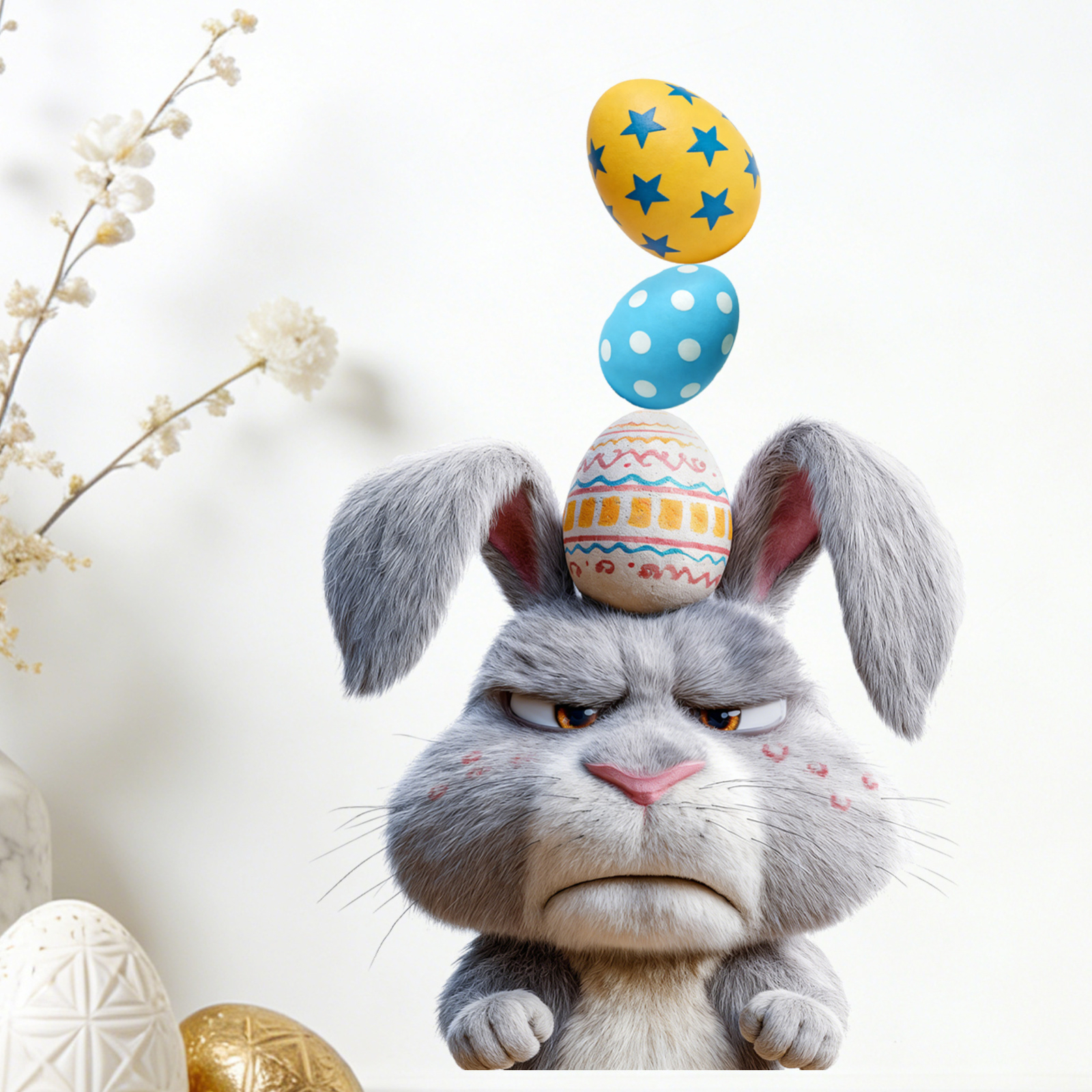 Happy Easter Wall Decorations 3D Bunny Wall Decor Easter Eggs Wall ...