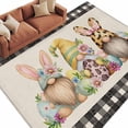 thumbnail image 1 of Happy Easter Washable Area Rug 8 x 10 ft Spring Gnome Eggs Floral Linen Texture Black Plaid, Soft Non Slip Rugs Stain Repellent Indoor Felt Carpet for Living Dining Room Bedroom Home Office, 1 of 9