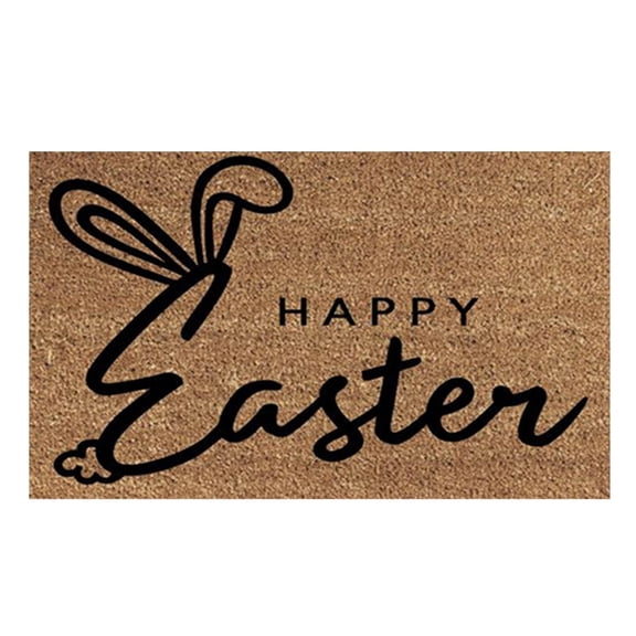 Happy Easter Welcome Decorative Doormat Non-Slip Coir Carpet Funny Easter Bunny Door Mat for Front Door Entrance, Spring Holiday Home Decor Outdoor Rug