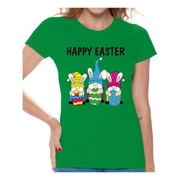 Happy Easter Women's T Shirt Easter Party 2021 Outfit Easter Bunny Graphic Novelty Tee Christian Gifts for Her