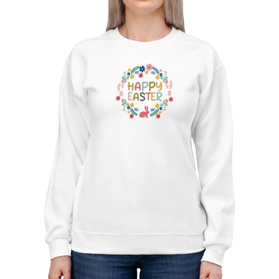 Happy Easter Wreath Sweatshirt Women -SPIdeals Designs, Female 3X-Large
