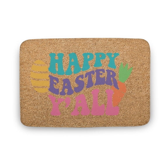 Happy Easter Y'all Doormat, Cute Front Door Mat, Spring Welcome Mat, Easter Front Porch Decor, Seasonal Doormat, Funny Door Mat Outdoor Decor,Indoor Door Mat,Coral Velvet Rug 16x24
