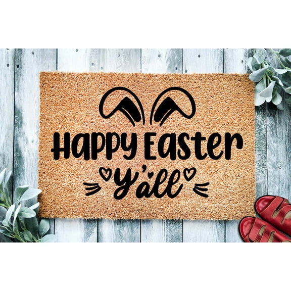 Happy Easter Yall | Cute Southern Easter Gift | Holiday Welcome Mat | Custom Door Mat | Easter Decor Doormat | Cute Spring Easter Door Mat