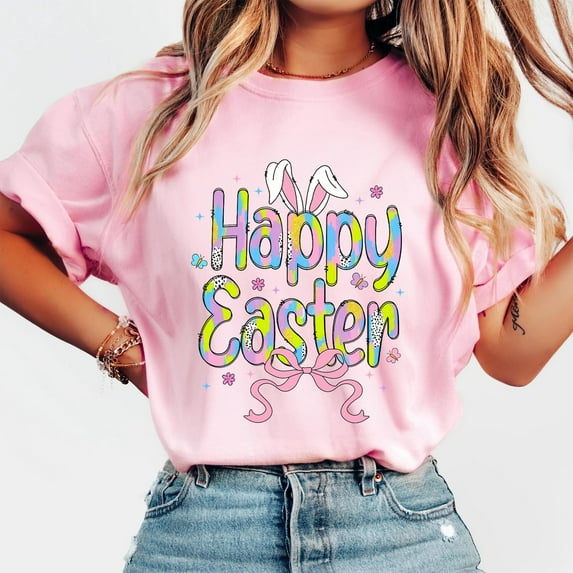 Happy Easter shirt, Coquette Easter Bunny shirt, Retro Easter shirt, Easter Coquette shirt, Brushstroke Easter shirt, Glitter Easter shirt, Easter Girl