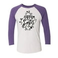 thumbnail image 1 of Happy Easter with Floral Design Ladies Baseball Tee-Purple-XL, 1 of 4