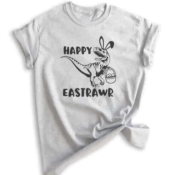 Happy Easterawr Eastrawr Dinosaur Shirt, Unisex Women's Men's Shirt, Easter Shirt, Dinosaur Shirt, Heather Ash, Small
