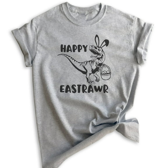 Happy Easterawr Eastrawr Dinosaur Shirt, Unisex Women's Men's Shirt, Easter Shirt, Dinosaur Shirt, Heather Gray, X-Large