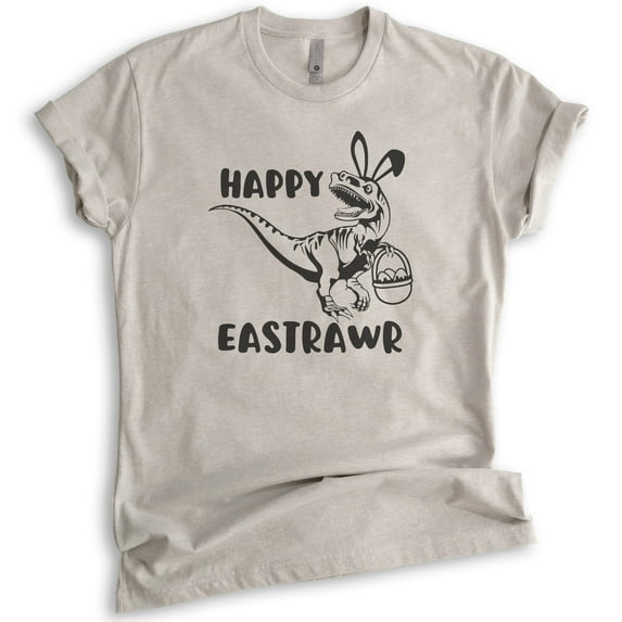 Happy Easterawr Eastrawr Dinosaur Shirt, Unisex Women's Men's Shirt, Easter Shirt, Dinosaur Shirt, Light Silk Gray, X-Large