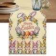 thumbnail image 1 of Happy Eatser Cotton Linen Table Runner for Dining Kitchen, Colorful Bunny Eggs Spring Flowers Plants Yellow Wedding Outdoor Party Tablerunners, Dresser Scarf Coffee Tablecloth Runners 13x120 Inches, 1 of 9