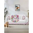 thumbnail image 1 of Happy Eatser Couch Cover, Spring Flowers Colorful Eggs Pastoral Butterfly Sofa Cover Blanket for 3 Cushion Couch, Sectional Sofa Slipcover Furniture Protector for Living Room Bedroom 71''x134'', 1 of 9