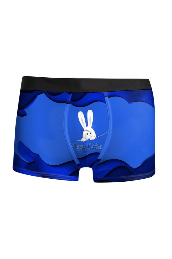 Happy Eatser Novelty Boxers Mens Funny Boxer Briefs Underwear Rabbit Print Gag Gifts For Men No Fly Dark Blue L