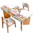 thumbnail image 1 of Happy Eatser Table Cloths for 4 Foot Rectangle Tables, Colorful Bunny Eggs Rustic Flowers Botanical Patio Waterproof Elastic Fitted Tablecloths, Washable Rectangular Table Cover for Camping, 1 of 8