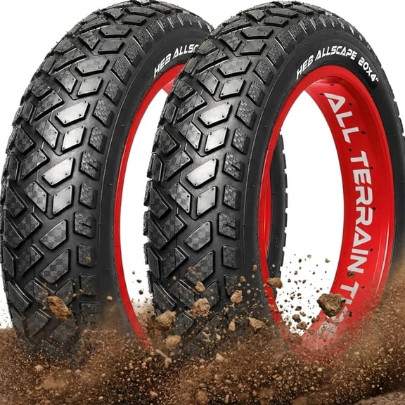 HEB ALLSCAPE 20x4 Bike Tire - Fat Tire for Ebike MTB, Heavy Duty High-Performance E-Bike Mountain Bike Tire, All-Terrain Directional Tread, High-Density Tire for Street & Trail Riding US-Base Company