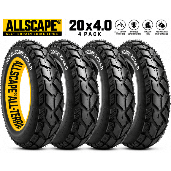 HEB ALLSCAPE 20x4 Bike Tire - 4 pack- Fat Tire for Ebike MTB, Heavy Duty High-Performance E-Bike Mountain Bike Tire, All-Terrain Directional Tread, Tire for Street & Trail Riding US-Base Company