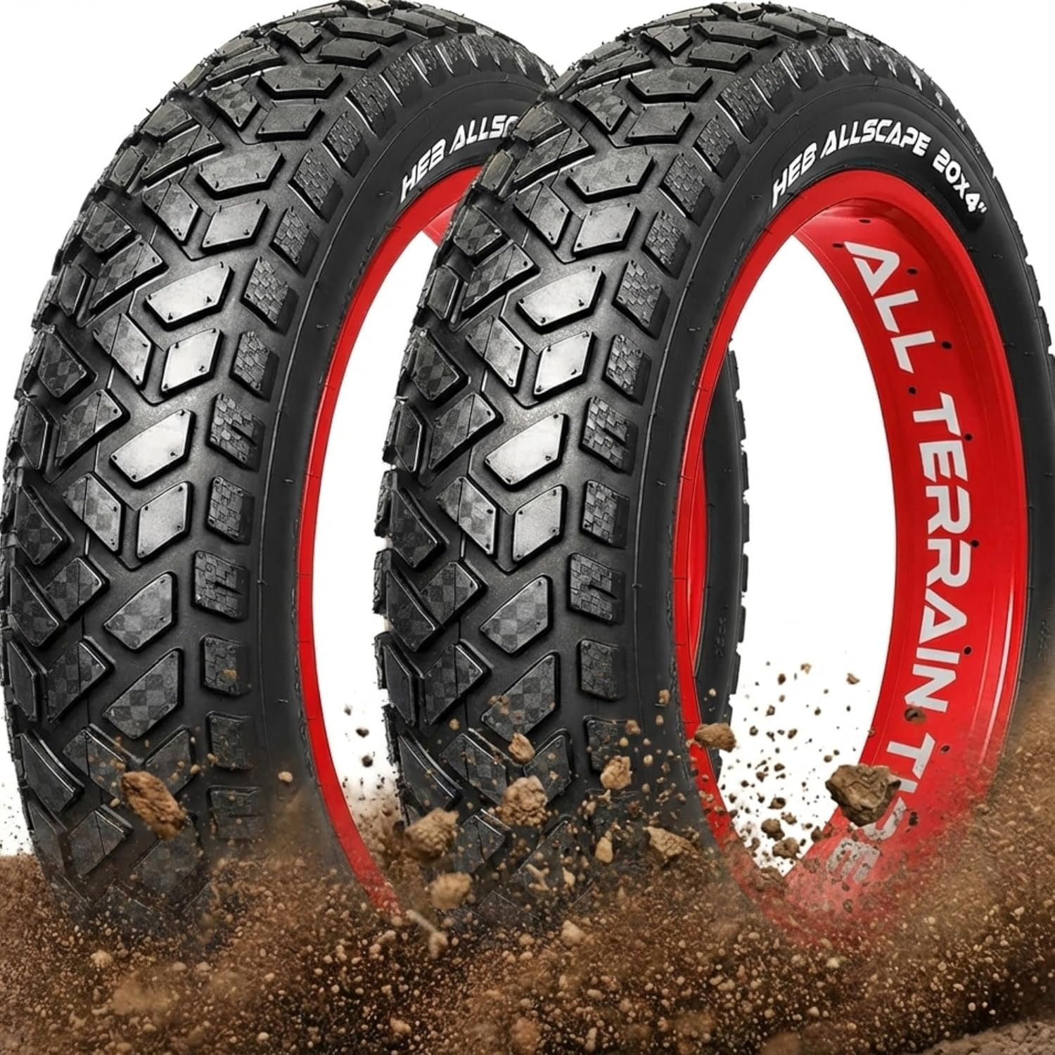 Pneumatico HEB Allscape 20x4 Per E-Bike E MTB – Antiforatura, Battistrada Direzionale, Nero