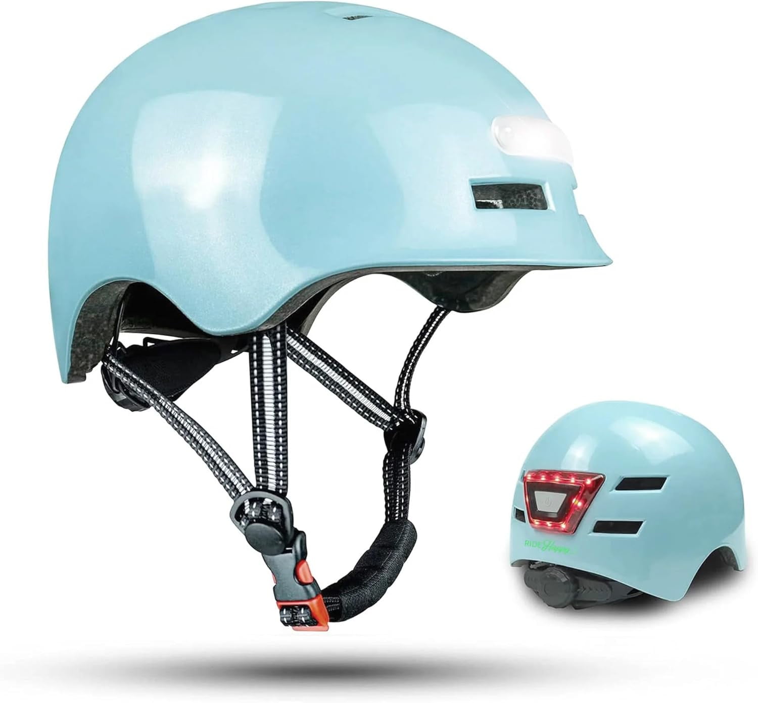 Happy Ebikes Ebike Helmet with USB Rechargeable Lights, Glossy Blue, Large, Ebike Helmets for Adults, Bike Helmet with Light for Enhanced Visibility and Safety