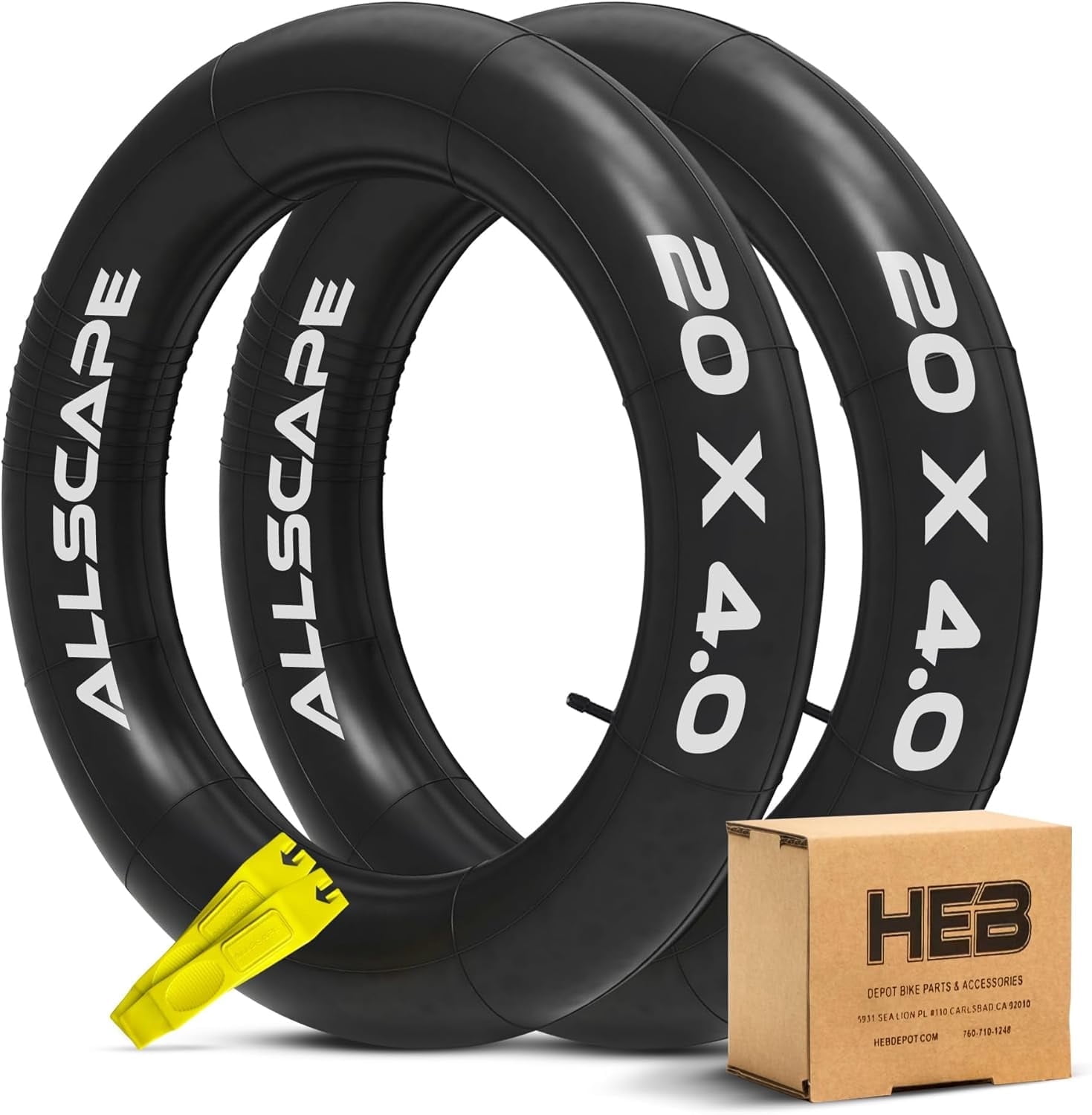 Happy Ebikes Heavy Duty Bike Tube for Ebike Tires, Puncture Resistant Inner Tubes for Bikes, 20” x 4” Bike Tire Tube for MTB, Fat Tire Tube, 20” x 4” Bike Tubes, 2-Pack