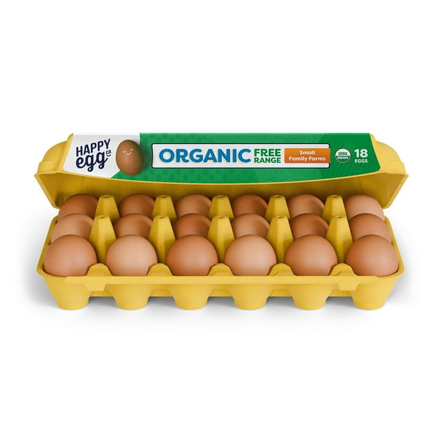 Happy Egg Co Organic Free-Range Large Brown Eggs, 18 Count