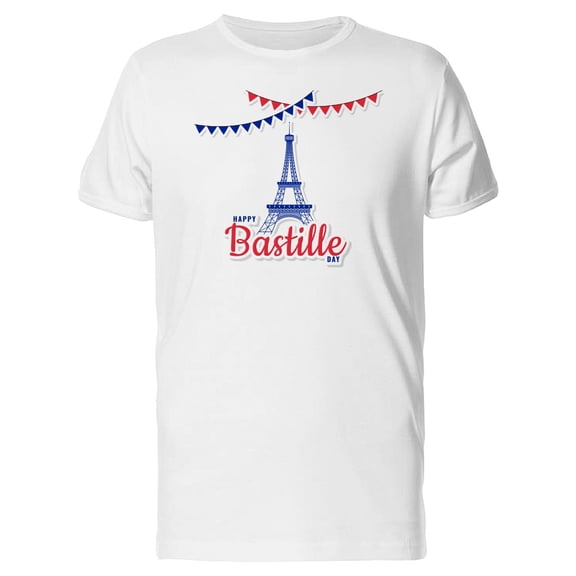 Happy Eiffel Tower Bastille T-Shirt Men -Image by Shutterstock, Male x-Large