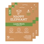 Happy Elephant Laundry Detergent Sheets - Fragrance Free - 6 Count Pack of 3