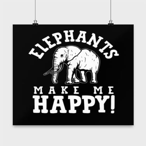 Happy Elephant Wall Art - Nature Lovers - 13x13 Poster Print - Home Decor