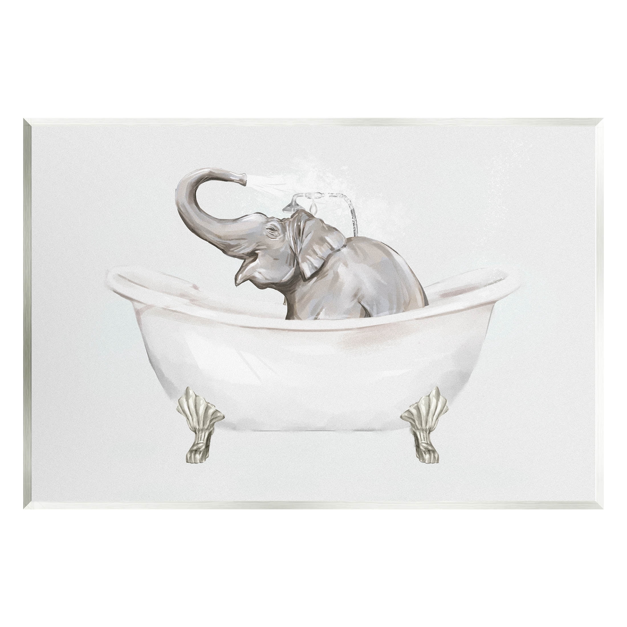 Happy Elephant Splashing Bathtub Animals & Insects Graphic Art Unframed Art Print Wall Art