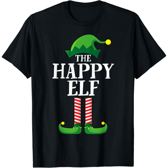 Happy Elf Matching Family Group Christmas Party Pyjamas T-Shirt