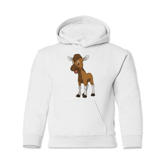 Happy Elk Hoodie Juniors - Youth Hoodie, White, Large