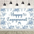 thumbnail image 1 of Happy Engagement Backdrop Blue and White Bridal Shower Photography Background Bride to Be Wedding Engagement Party Decorations Banner Supplies Photo Booth Props, 1 of 4