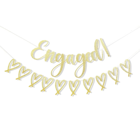Happy Engagement Banner - Fall In Love Party Decoration, Gold Glitter Bride To Be Banner, Fun Engagement Gifts