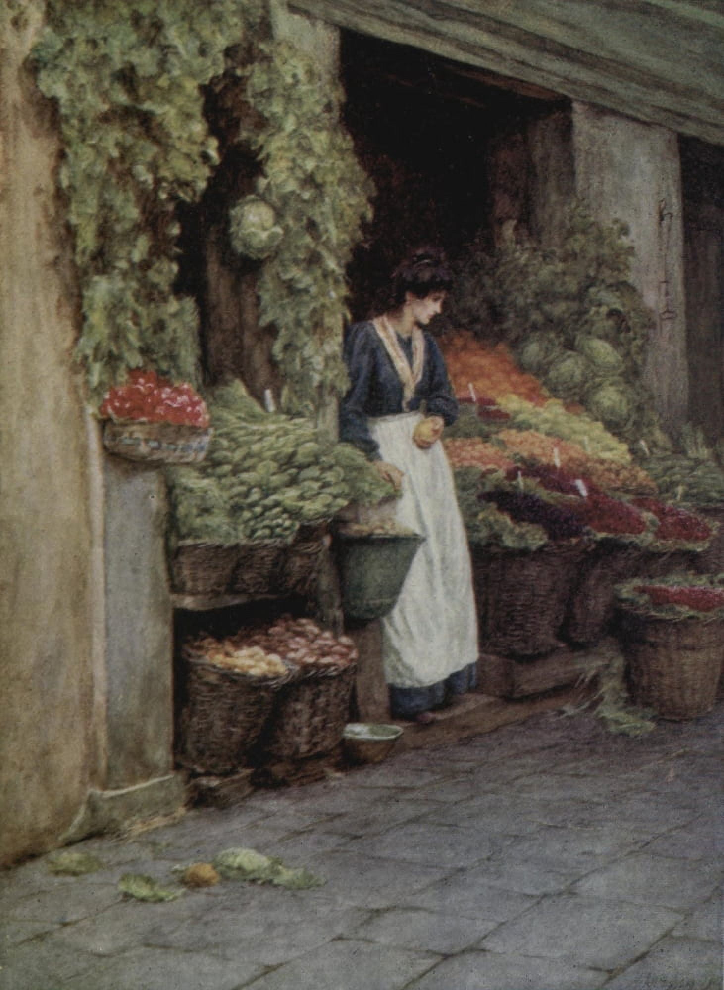 Happy England 1904 A Fruit Stall Venice Canvas Art - Helen Allingham (18 x 24)