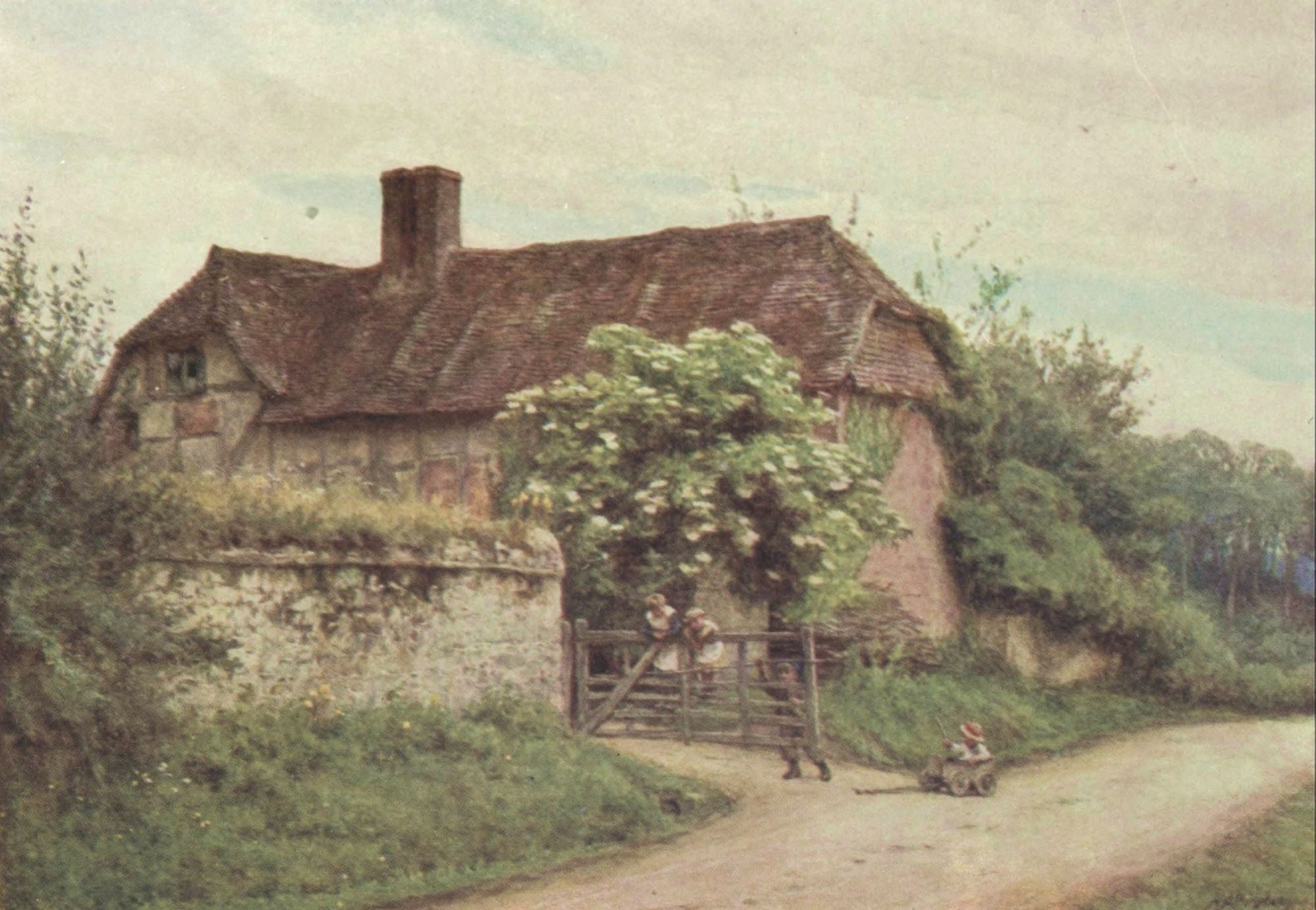 Happy England 1904 Elder Bush Brook Lane Witley Canvas Art - Helen Allingham (24 x 36)