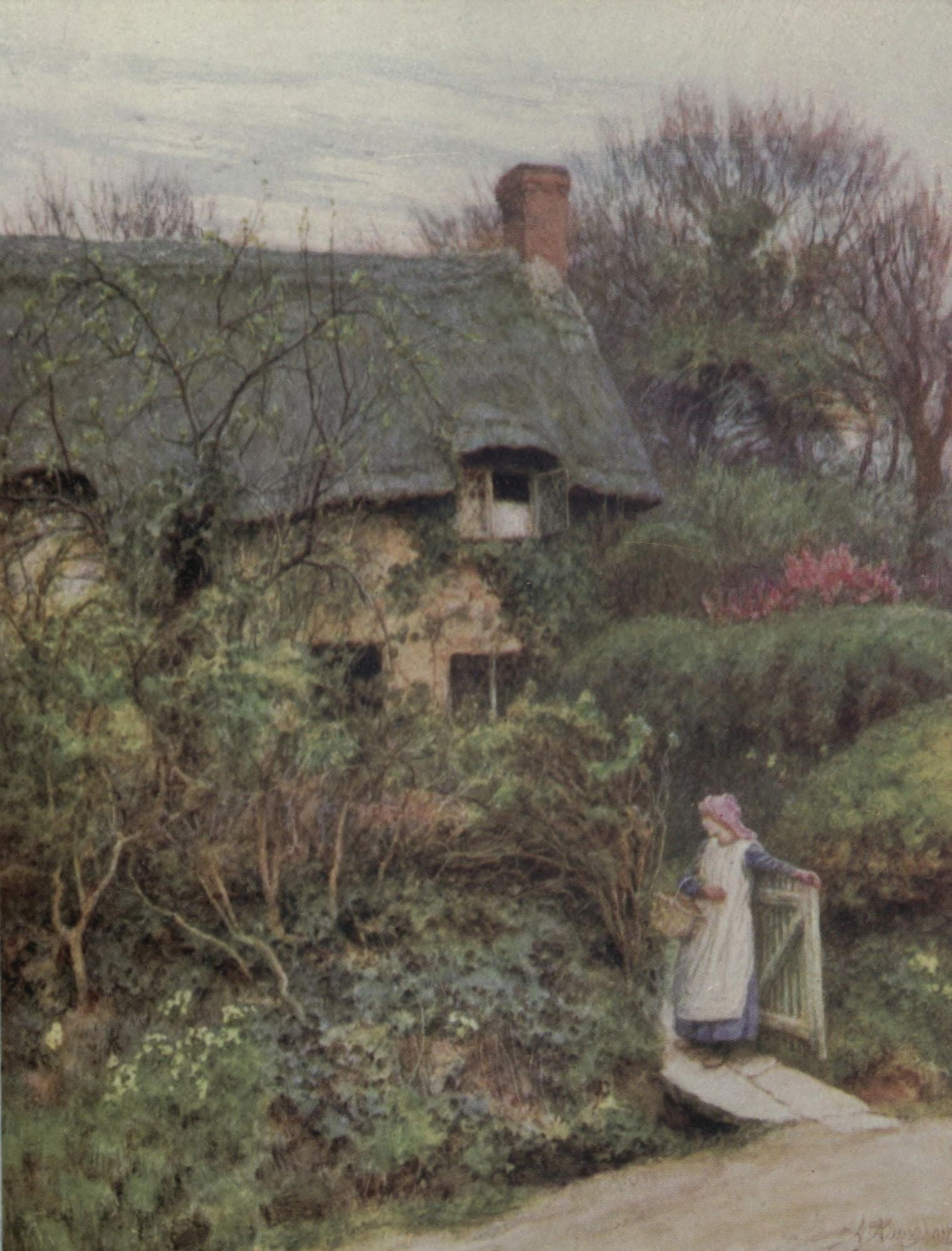 Happy England 1904 Farringford one of Tennysons Cottages Canvas Art - Helen Allingham (24 x 36)