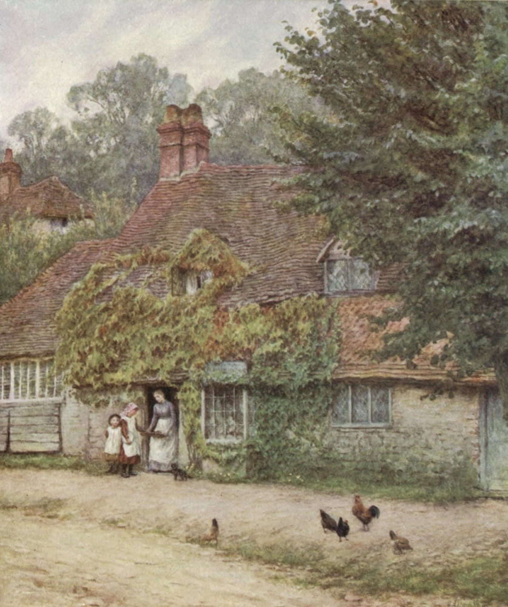 Happy England 1904 Fish-shop Haslemere Canvas Art - Helen Allingham (24 x 36)
