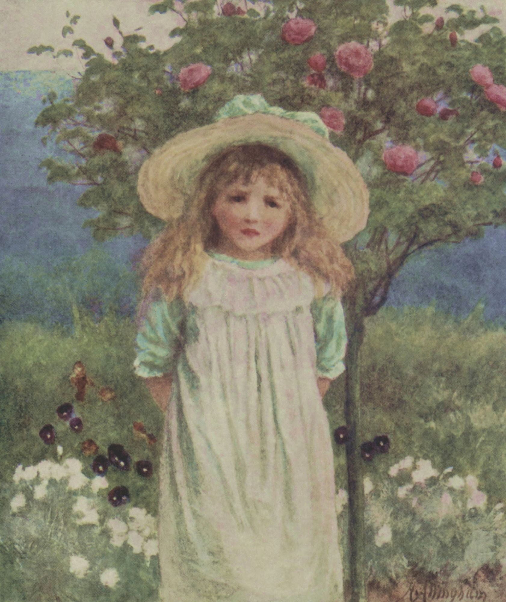 Happy England 1904 In the Farmhouse garden Canvas Art - Helen Allingham (24 x 36)