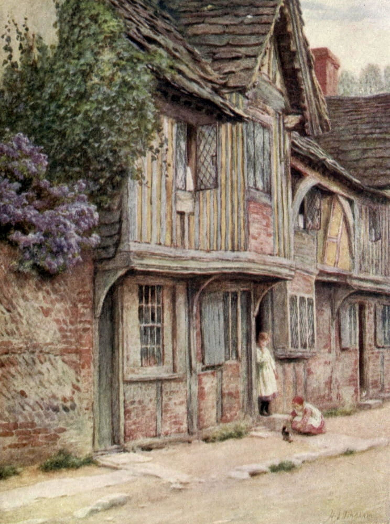Happy England 1904 Old house at West Tarring Canvas Art - Helen Allingham (24 x 36)