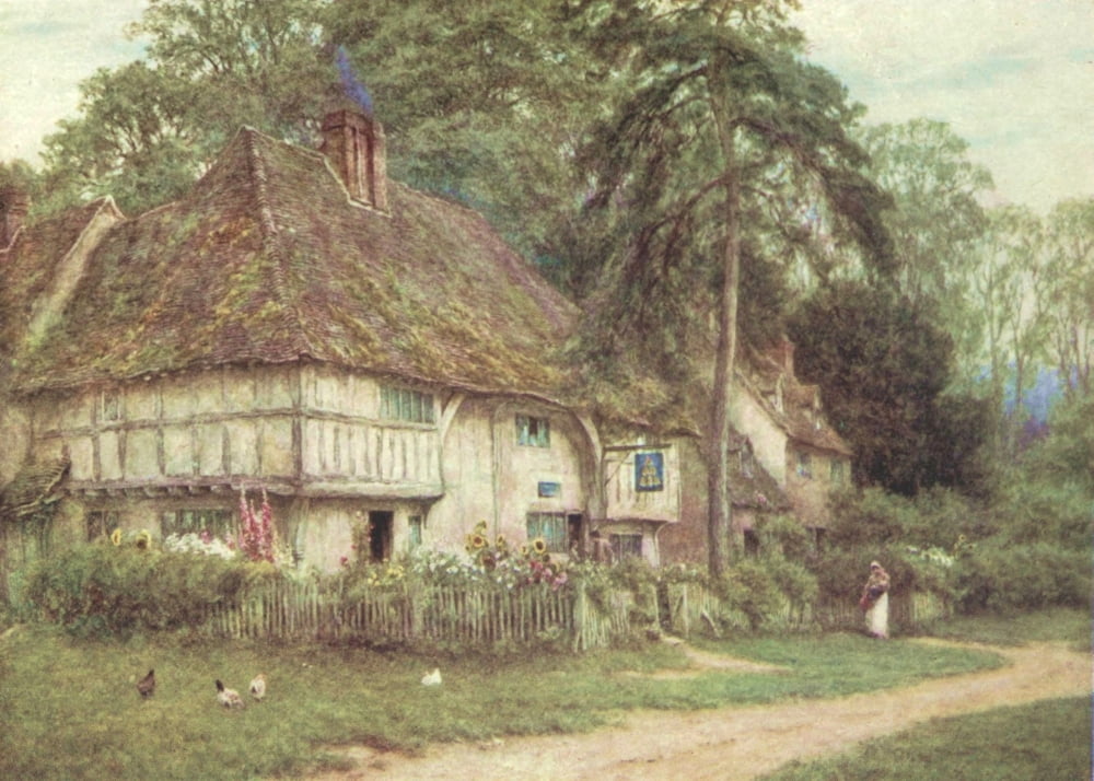 Happy England 1904 Six Bells Inn Hollingbourne Canvas Art - Helen Allingham (18 x 24)