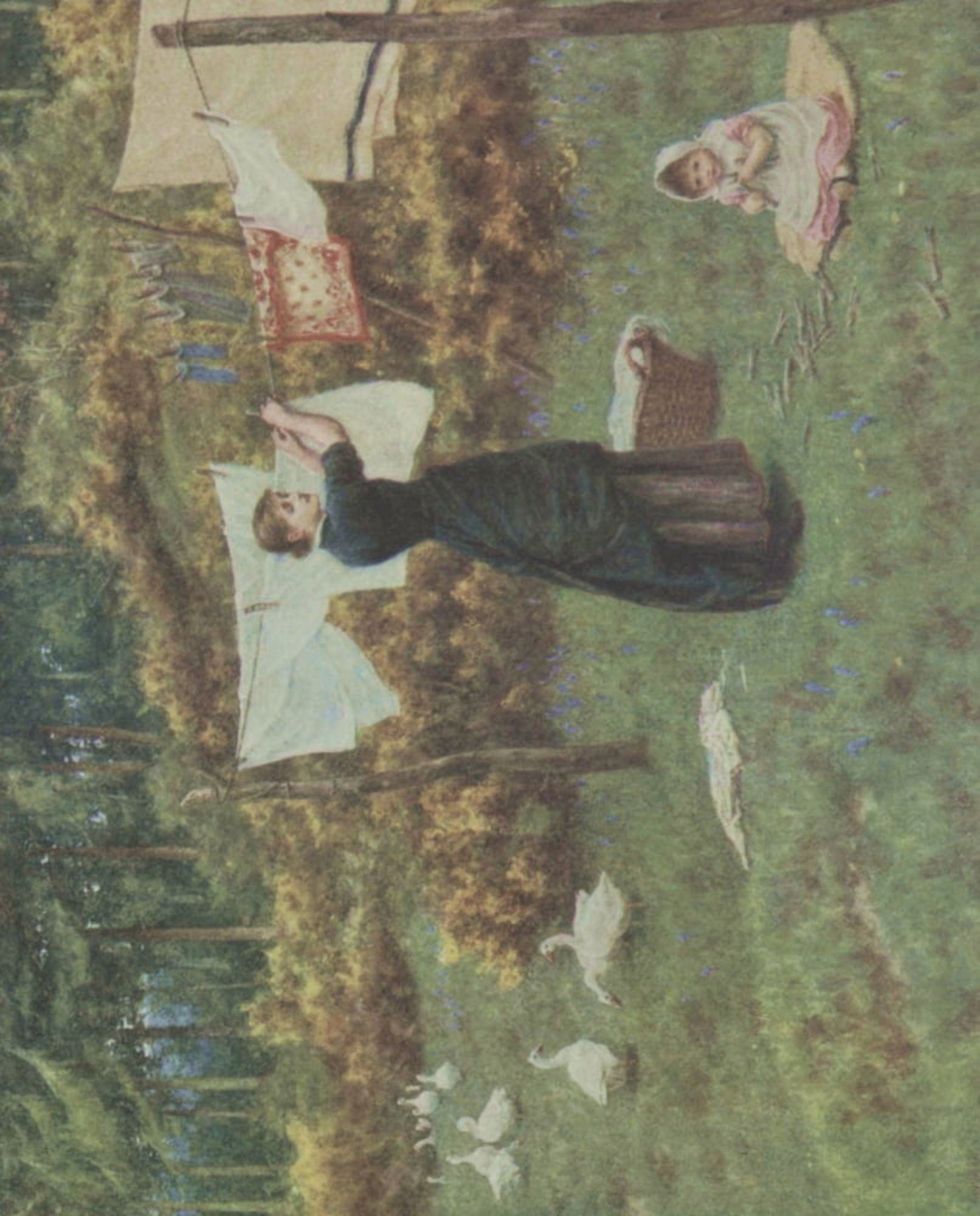 Happy England 1904 The Clothes-line Canvas Art - Helen Allingham (18 x 24)
